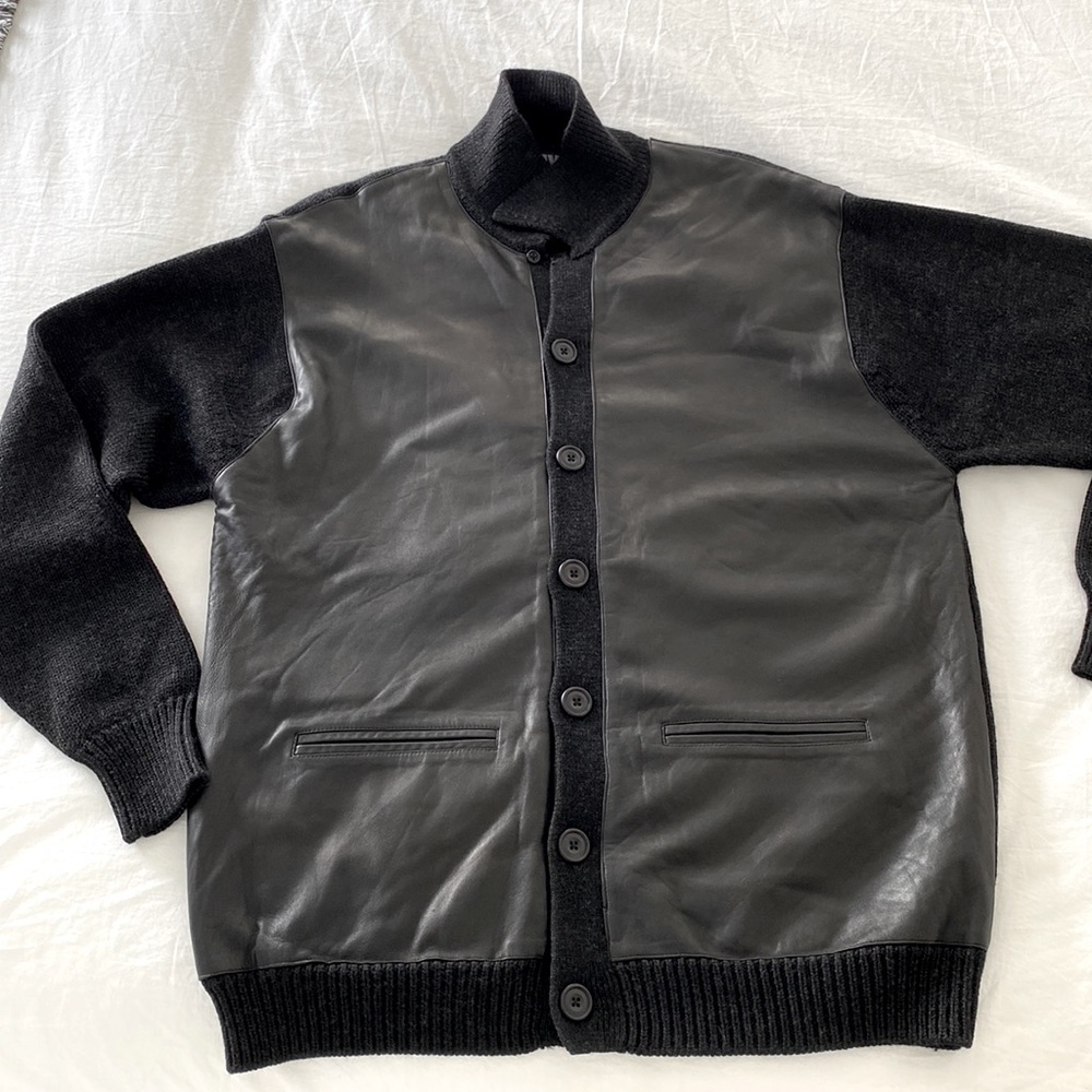 DKNY New York men’s leather cardigan